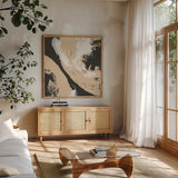 Crosby III by Chris Paschke. Shown in a natural wood frame in a cozy modern living room. Available as an archival giclee rolled canvas, fine art paper, or poster print. SKU 83771a.