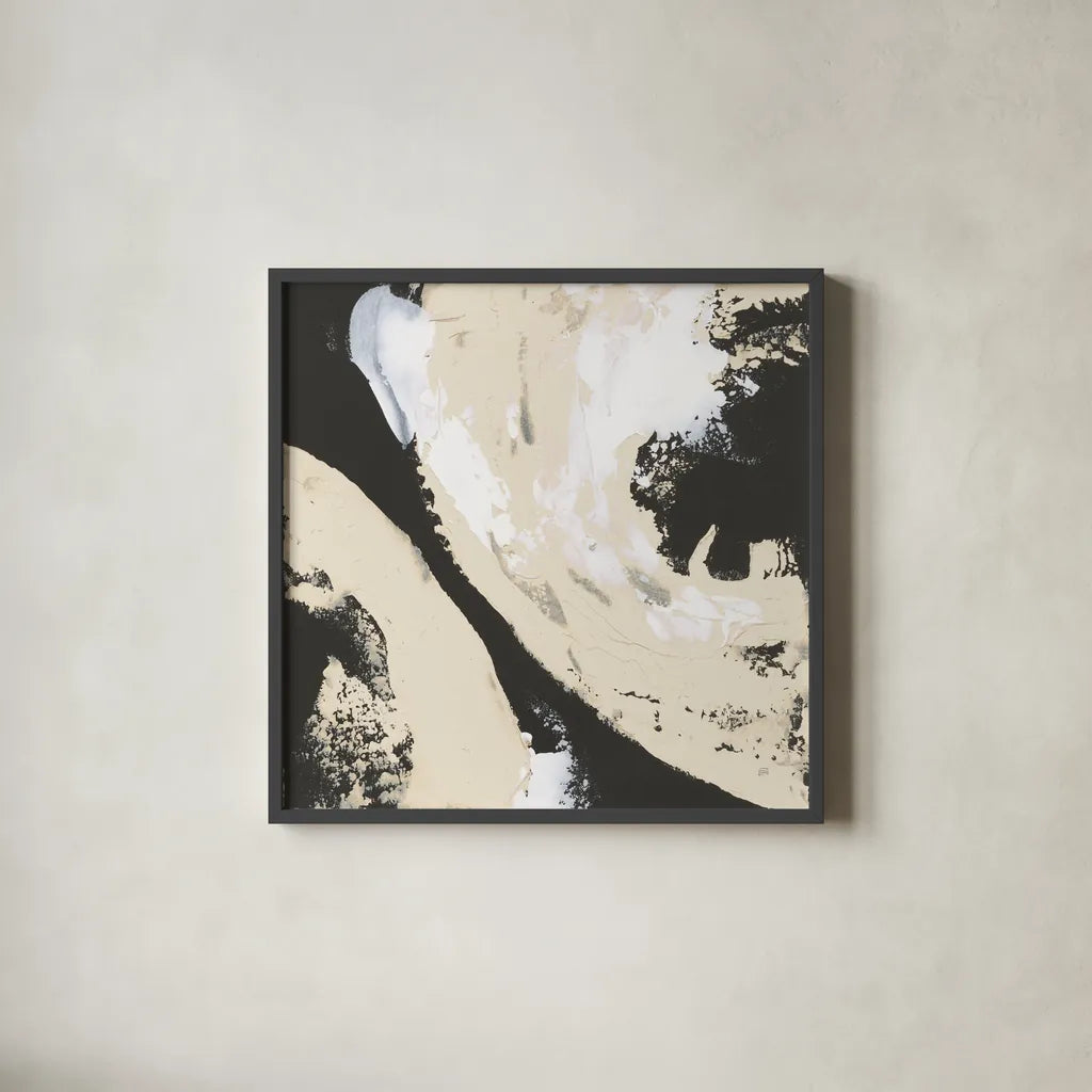 Crosby III Bright Cream by Chris Paschke. Shown in a sleek black glass frame for a contemporary gallery look. Available as an archival giclee rolled canvas, fine art paper, or poster print. SKU 84981a.