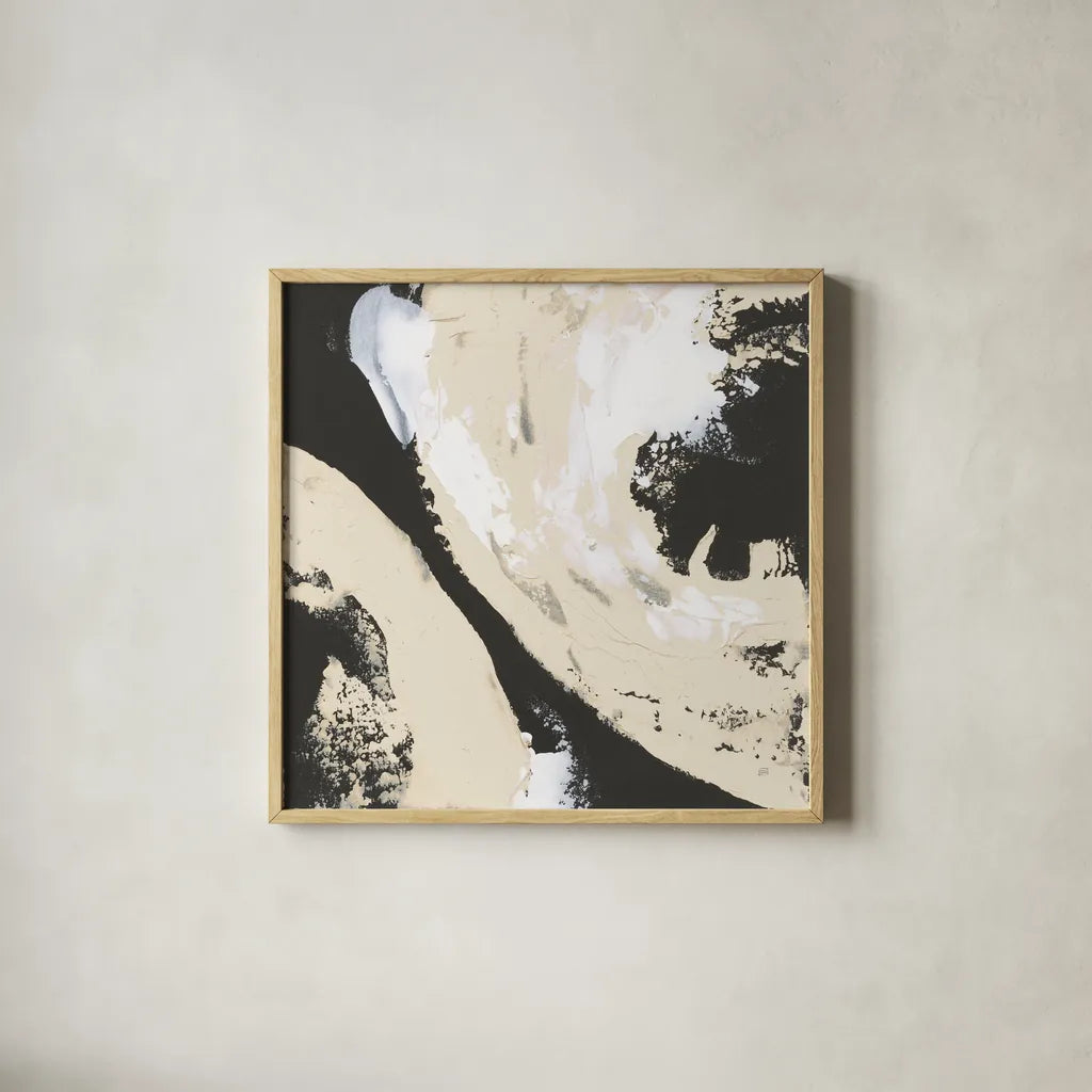 Crosby III Bright Cream by Chris Paschke. Shown in a natural wood glass frame for a timeless modern aesthetic. Available as an archival giclee rolled canvas, fine art paper, or poster print. SKU 84981a.