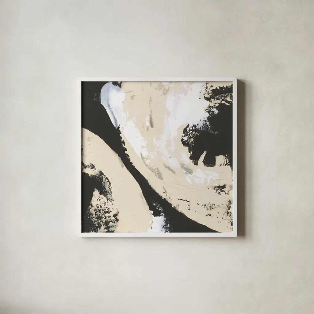 Crosby III Bright Cream by Chris Paschke. Shown in a crisp white glass frame for a clean and minimalist style. Available as an archival giclee rolled canvas, fine art paper, or poster print. SKU 84981a.