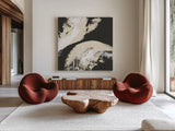 Crosby IV Bright Cream by Chris Paschke. Shown as extra-large giant wall art in a modern living room. Available as an archival giclee rolled canvas, fine art paper, or poster print. SKU 84982a.