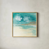 Cumulus Emerald I by Chris Paschke. Shown in a natural wood glass frame for a timeless modern aesthetic. Available as an archival giclee rolled canvas, fine art paper, or poster print. SKU 75660a.