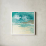Cumulus Emerald I by Chris Paschke. Shown in a crisp white glass frame for a clean and minimalist style. Available as an archival giclee rolled canvas, fine art paper, or poster print. SKU 75660a.
