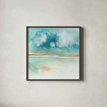 Cumulus Emerald II by Chris Paschke. Shown in a sleek black glass frame for a contemporary gallery look. Available as an archival giclee rolled canvas, fine art paper, or poster print. SKU 75661a.