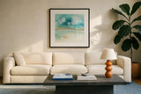 Cumulus Emerald II by Chris Paschke. Displayed in a glass frame with matte in a clean modern living room. Available as an archival giclee rolled canvas, fine art paper, or poster print. SKU 75661a.