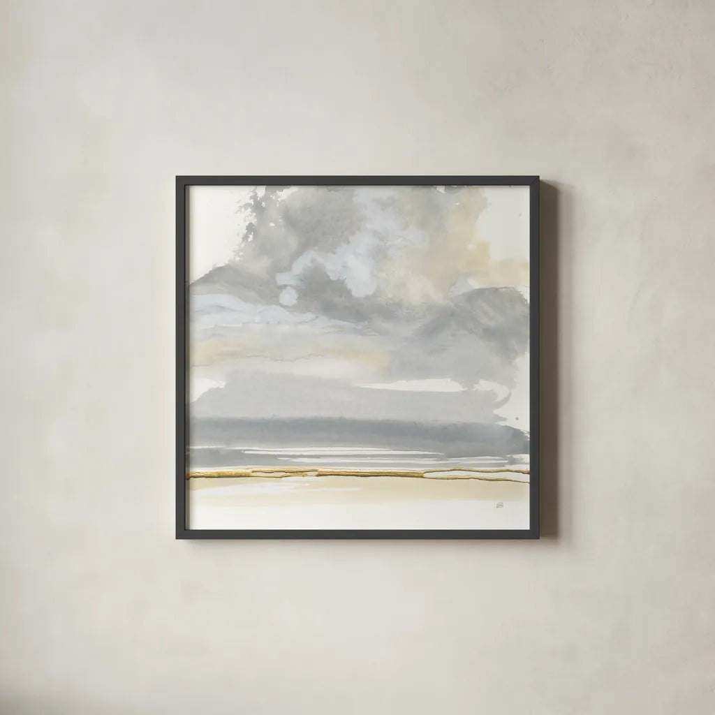 Cumulus Gray I by Chris Paschke. Shown in a sleek black glass frame for a contemporary gallery look. Available as an archival giclee rolled canvas, fine art paper, or poster print. SKU 75447a.