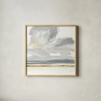 Cumulus Gray II by Chris Paschke. Shown in a natural wood glass frame for a timeless modern aesthetic. Available as an archival giclee rolled canvas, fine art paper, or poster print. SKU 75448a.