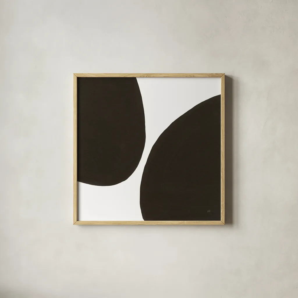 Curvilinear I by Chris Paschke. Shown in a natural wood glass frame for a timeless modern aesthetic. Available as an archival giclee rolled canvas, fine art paper, or poster print. SKU 86229a.