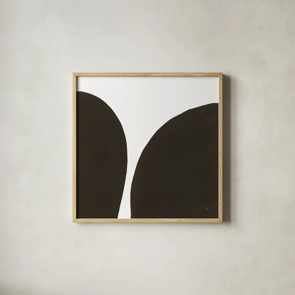 Curvilinear II by Chris Paschke. Shown in a natural wood glass frame for a timeless modern aesthetic. Available as an archival giclee rolled canvas, fine art paper, or poster print. SKU 86230a.