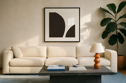 Curvilinear IV by Chris Paschke. Displayed in a glass frame with matte in a clean modern living room. Available as an archival giclee rolled canvas, fine art paper, or poster print. SKU 86232a.