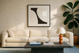 Curvilinear V by Chris Paschke. Displayed in a glass frame with matte in a clean modern living room. Available as an archival giclee rolled canvas, fine art paper, or poster print. SKU 86233a.