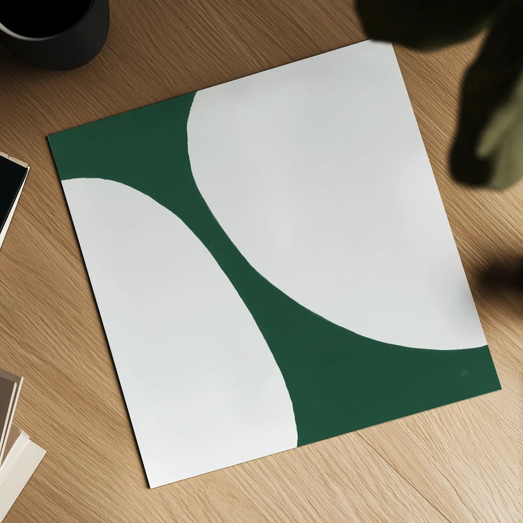 Curvilinear V Emerald Green by Chris Paschke. Shown as a detailed flat fine art print, highlighting archival giclee quality. Available as an archival giclee rolled canvas, fine art paper, or poster print. SKU 88262a.