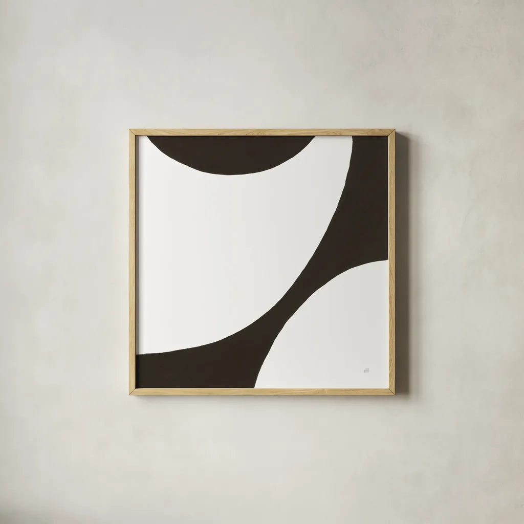 Curvilinear VI by Chris Paschke. Shown in a natural wood glass frame for a timeless modern aesthetic. Available as an archival giclee rolled canvas, fine art paper, or poster print. SKU 86234a.