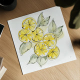 Cut Lemons II by Chris Paschke. Shown as a detailed flat fine art print, highlighting archival giclee quality. Available as an archival giclee rolled canvas, fine art paper, or poster print. SKU 66885a.