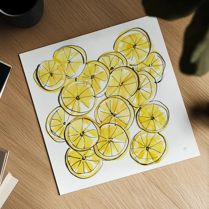 Cut Lemons III by Chris Paschke. Shown as a detailed flat fine art print, highlighting archival giclee quality. Available as an archival giclee rolled canvas, fine art paper, or poster print. SKU 66886a.