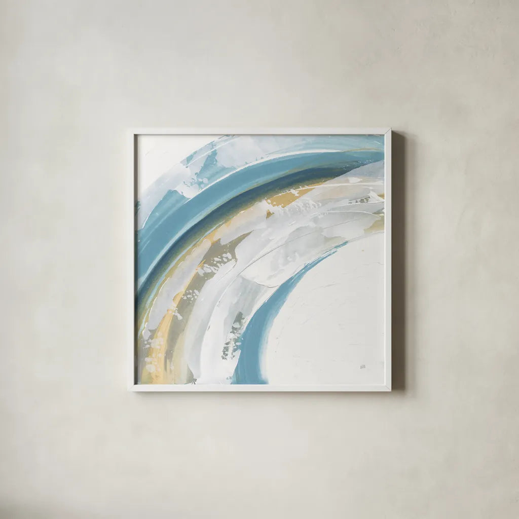 Cyclical I by Chris Paschke. Shown in a crisp white glass frame for a clean and minimalist style. Available as an archival giclee rolled canvas, fine art paper, or poster print. SKU 82266a.
