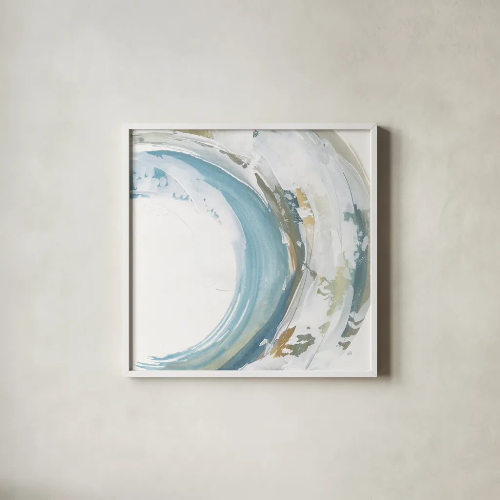 Cyclical II by Chris Paschke. Shown in a crisp white glass frame for a clean and minimalist style. Available as an archival giclee rolled canvas, fine art paper, or poster print. SKU 82267a.