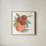 Dahlias and Eucalyptus by Chris Paschke. Shown in a natural wood glass frame for a timeless modern aesthetic. Available as an archival giclee rolled canvas, fine art paper, or poster print. SKU 81870a.
