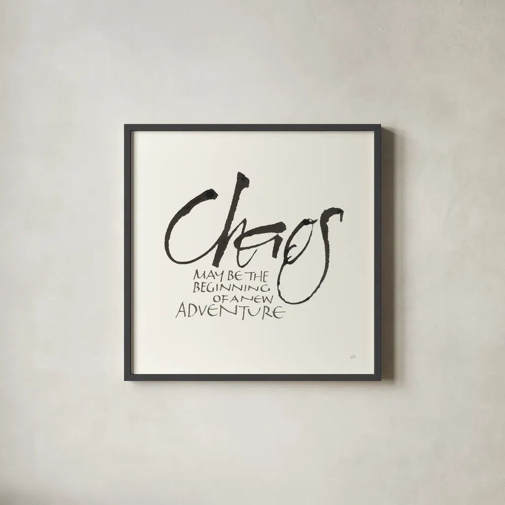 Daily Saying II by Chris Paschke. Shown in a sleek black glass frame for a contemporary gallery look. Available as an archival giclee rolled canvas, fine art paper, or poster print. SKU 59402a.