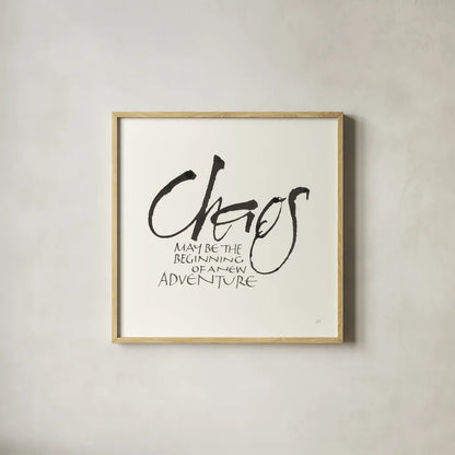 Daily Saying II by Chris Paschke. Shown in a natural wood glass frame for a timeless modern aesthetic. Available as an archival giclee rolled canvas, fine art paper, or poster print. SKU 59402a.