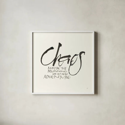 Daily Saying II by Chris Paschke. Shown in a crisp white glass frame for a clean and minimalist style. Available as an archival giclee rolled canvas, fine art paper, or poster print. SKU 59402a.