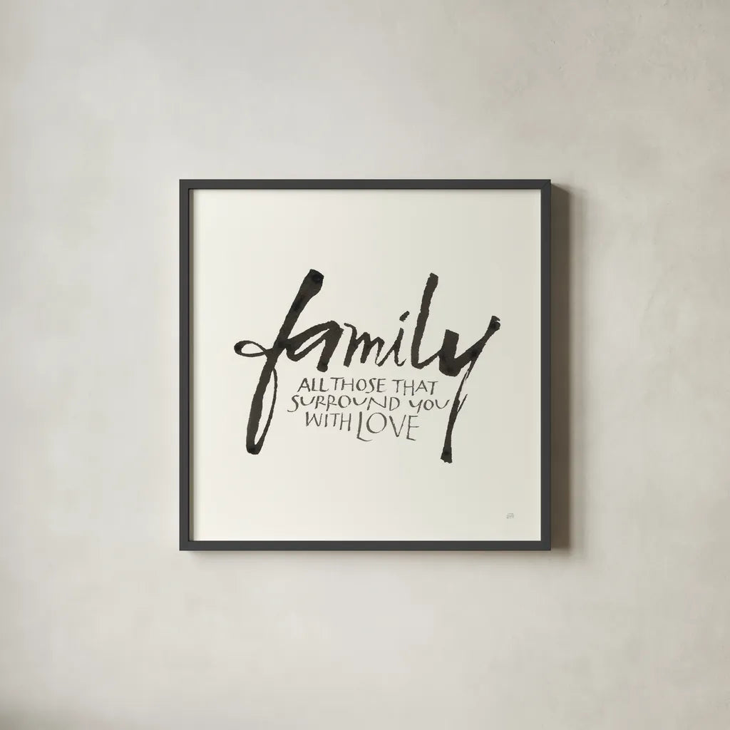 Daily Saying III by Chris Paschke. Shown in a sleek black glass frame for a contemporary gallery look. Available as an archival giclee rolled canvas, fine art paper, or poster print. SKU 59403a.