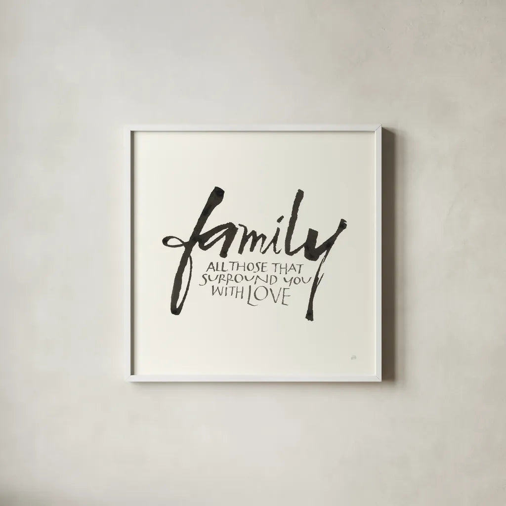 Daily Saying III by Chris Paschke. Shown in a crisp white glass frame for a clean and minimalist style. Available as an archival giclee rolled canvas, fine art paper, or poster print. SKU 59403a.