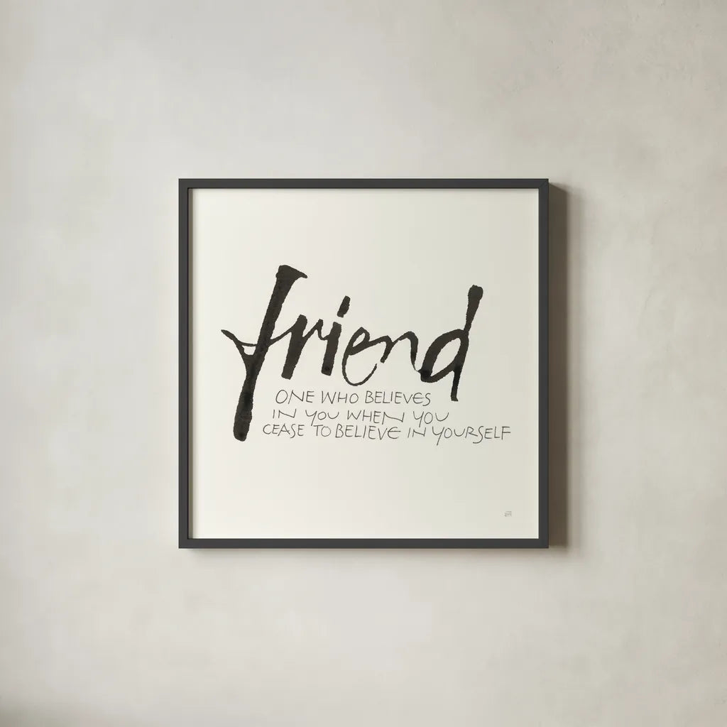 Daily Saying IV by Chris Paschke. Shown in a sleek black glass frame for a contemporary gallery look. Available as an archival giclee rolled canvas, fine art paper, or poster print. SKU 59404a.