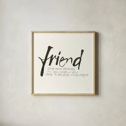 Daily Saying IV by Chris Paschke. Shown in a natural wood glass frame for a timeless modern aesthetic. Available as an archival giclee rolled canvas, fine art paper, or poster print. SKU 59404a.