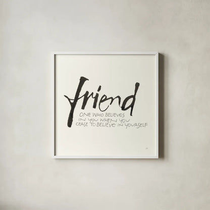 Daily Saying IV by Chris Paschke. Shown in a crisp white glass frame for a clean and minimalist style. Available as an archival giclee rolled canvas, fine art paper, or poster print. SKU 59404a.