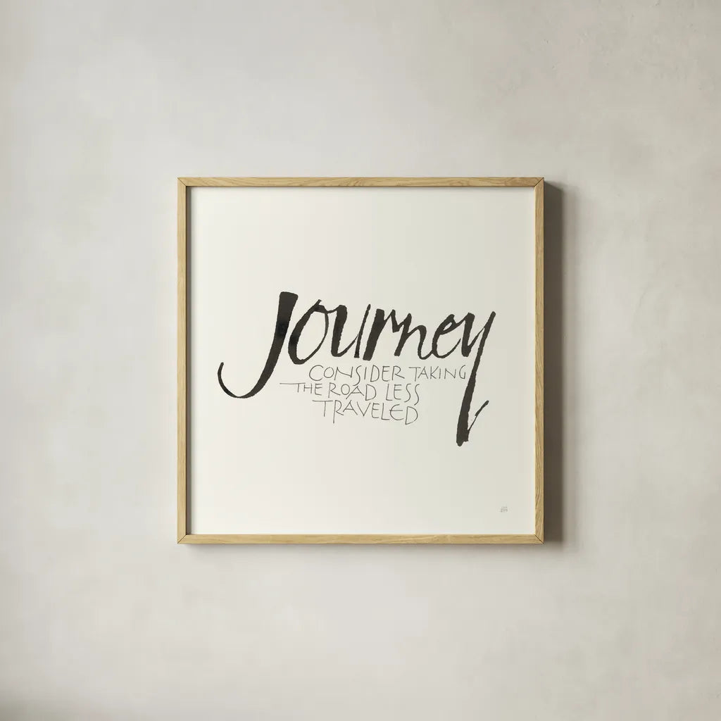 Daily Saying IX by Chris Paschke. Shown in a natural wood glass frame for a timeless modern aesthetic. Available as an archival giclee rolled canvas, fine art paper, or poster print. SKU 59409a.