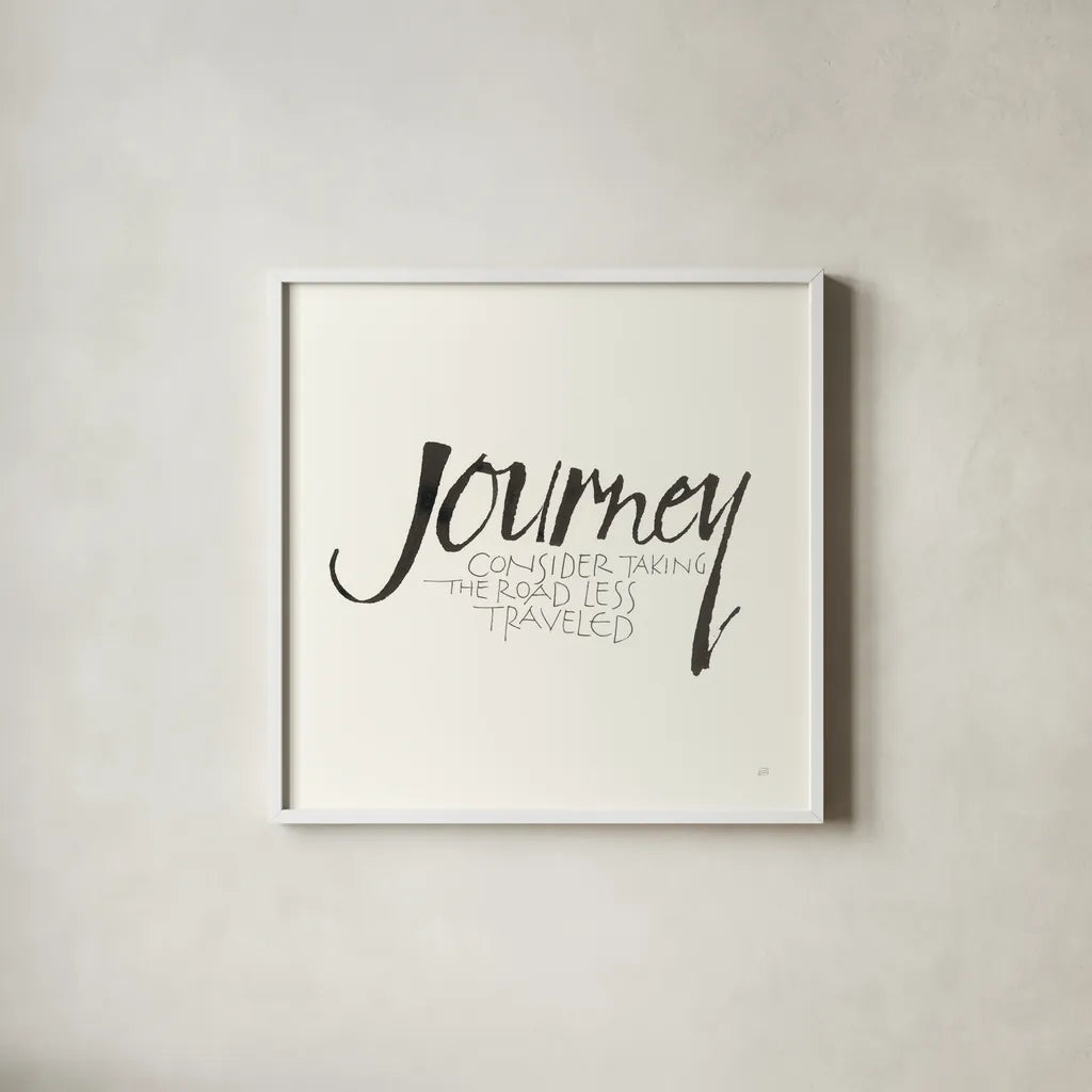 Daily Saying IX by Chris Paschke. Shown in a crisp white glass frame for a clean and minimalist style. Available as an archival giclee rolled canvas, fine art paper, or poster print. SKU 59409a.