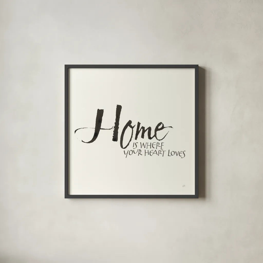 Daily Saying V by Chris Paschke. Shown in a sleek black glass frame for a contemporary gallery look. Available as an archival giclee rolled canvas, fine art paper, or poster print. SKU 59405a.