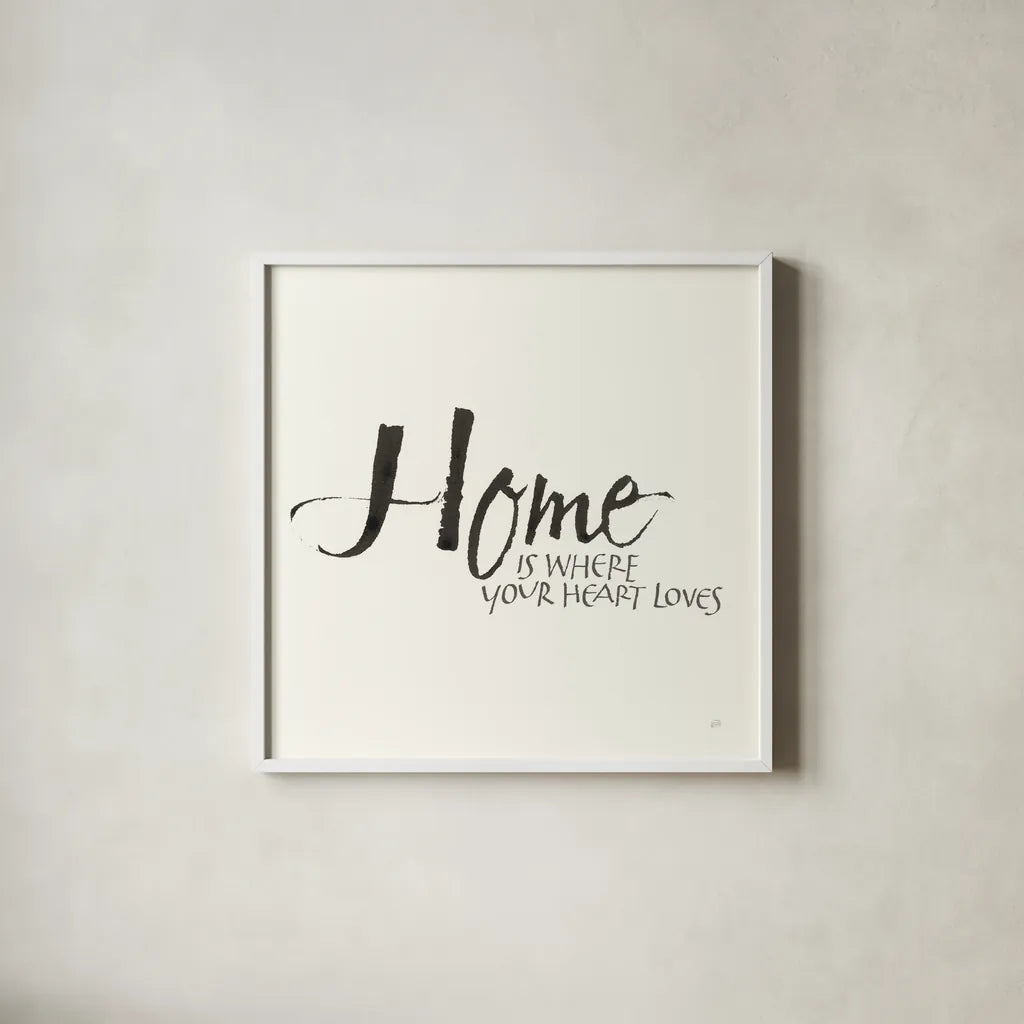 Daily Saying V by Chris Paschke. Shown in a crisp white glass frame for a clean and minimalist style. Available as an archival giclee rolled canvas, fine art paper, or poster print. SKU 59405a.