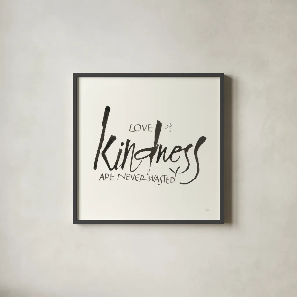 Daily Saying VI by Chris Paschke. Shown in a sleek black glass frame for a contemporary gallery look. Available as an archival giclee rolled canvas, fine art paper, or poster print. SKU 59406a.