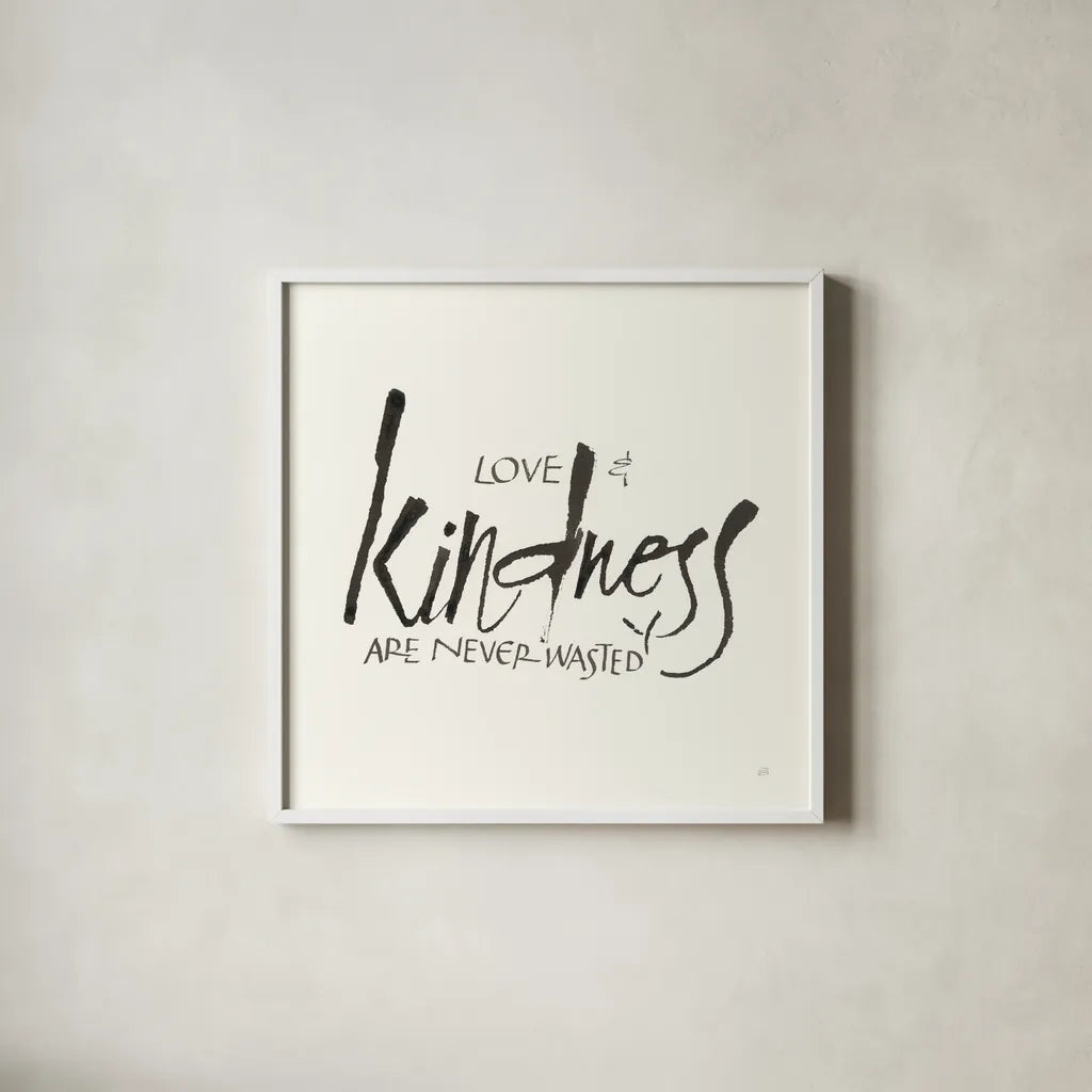 Daily Saying VI by Chris Paschke. Shown in a crisp white glass frame for a clean and minimalist style. Available as an archival giclee rolled canvas, fine art paper, or poster print. SKU 59406a.