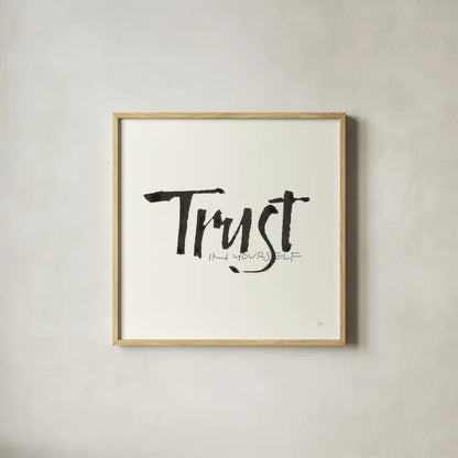 Daily Saying VII by Chris Paschke. Shown in a natural wood glass frame for a timeless modern aesthetic. Available as an archival giclee rolled canvas, fine art paper, or poster print. SKU 59407a.