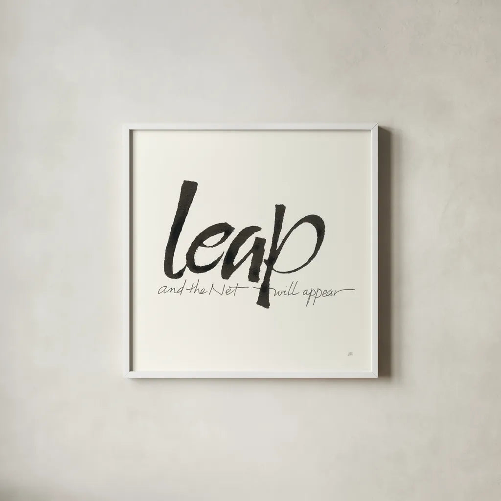 Daily Saying VIII by Chris Paschke. Shown in a crisp white glass frame for a clean and minimalist style. Available as an archival giclee rolled canvas, fine art paper, or poster print. SKU 59408a.