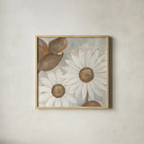 Daisy Do I Neutral by Chris Paschke. Shown in a natural wood glass frame for a timeless modern aesthetic. Available as an archival giclee rolled canvas, fine art paper, or poster print. SKU 39338a.