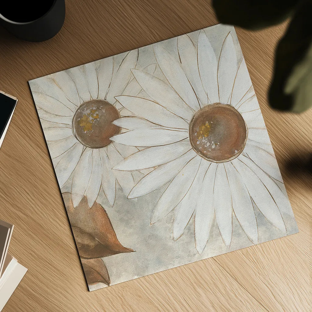 Daisy Do II Neutral by Chris Paschke. Shown as a detailed flat fine art print, highlighting archival giclee quality. Available as an archival giclee rolled canvas, fine art paper, or poster print. SKU 39339a.