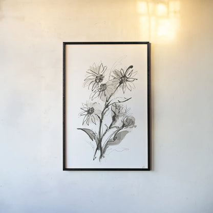 Daisy I by Chris Paschke. shown as a paper print in a black flame. Available as a archival giclee rolled canvas, fine art paper, or poster print. SKU 74372h.