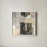 Dancing Squares I by Chris Paschke. Shown in a crisp white glass frame for a clean and minimalist style. Available as an archival giclee rolled canvas, fine art paper, or poster print. SKU 32531a.