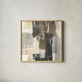 Dancing Squares II by Chris Paschke. Shown in a natural wood glass frame for a timeless modern aesthetic. Available as an archival giclee rolled canvas, fine art paper, or poster print. SKU 32532a.