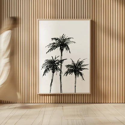 Dark Palms I by Chris Paschke. shown as over sized large wall art. Available as an archival giclee rolled canvas, fine art paper, or poster print. SKU 78874h.