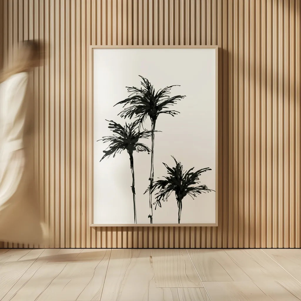 Dark Palms II by Chris Paschke. shown as over sized large wall art. Available as an archival giclee rolled canvas, fine art paper, or poster print. SKU 78875h.