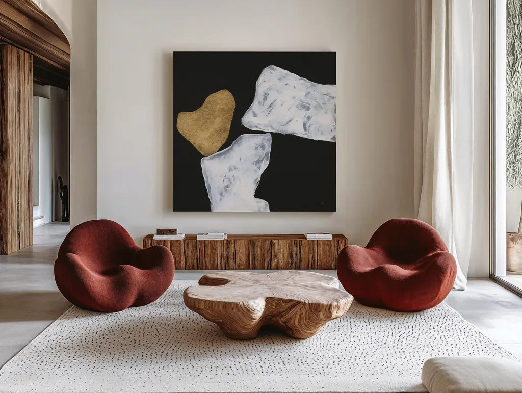Delicate Balance III by Chris Paschke. Shown as extra-large giant wall art in a modern living room. Available as an archival giclee rolled canvas, fine art paper, or poster print. SKU 86821a.