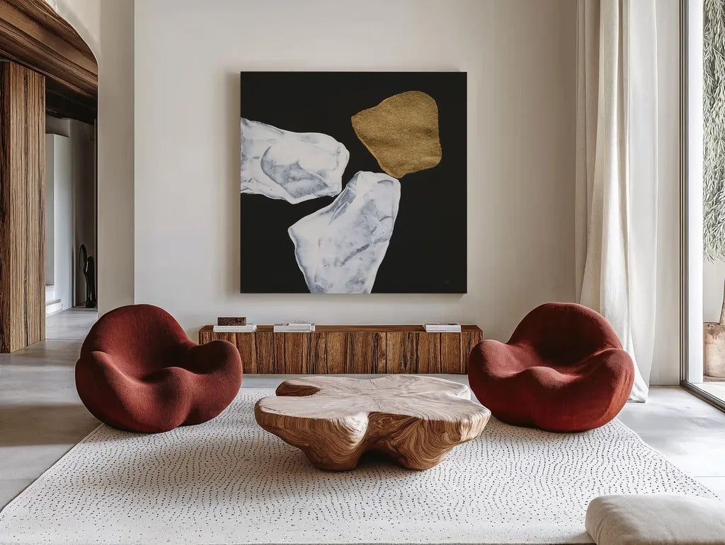 Delicate Balance IV by Chris Paschke. Shown as extra-large giant wall art in a modern living room. Available as an archival giclee rolled canvas, fine art paper, or poster print. SKU 86822a.