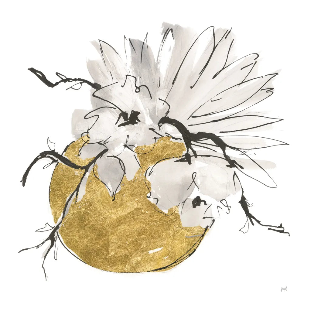 Delicate Gilded Vase I by Chris Paschke. SKU 74092a. Archival Giclee Fine art print for wall decor.