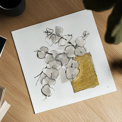 Delicate Gilded Vase IV by Chris Paschke. Shown as a detailed flat fine art print, highlighting archival giclee quality. Available as an archival giclee rolled canvas, fine art paper, or poster print. SKU 74095a.