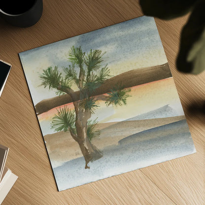 Desert Joshua Tree by Chris Paschke. Shown as a detailed flat fine art print, highlighting archival giclee quality. Available as an archival giclee rolled canvas, fine art paper, or poster print. SKU 23899a.